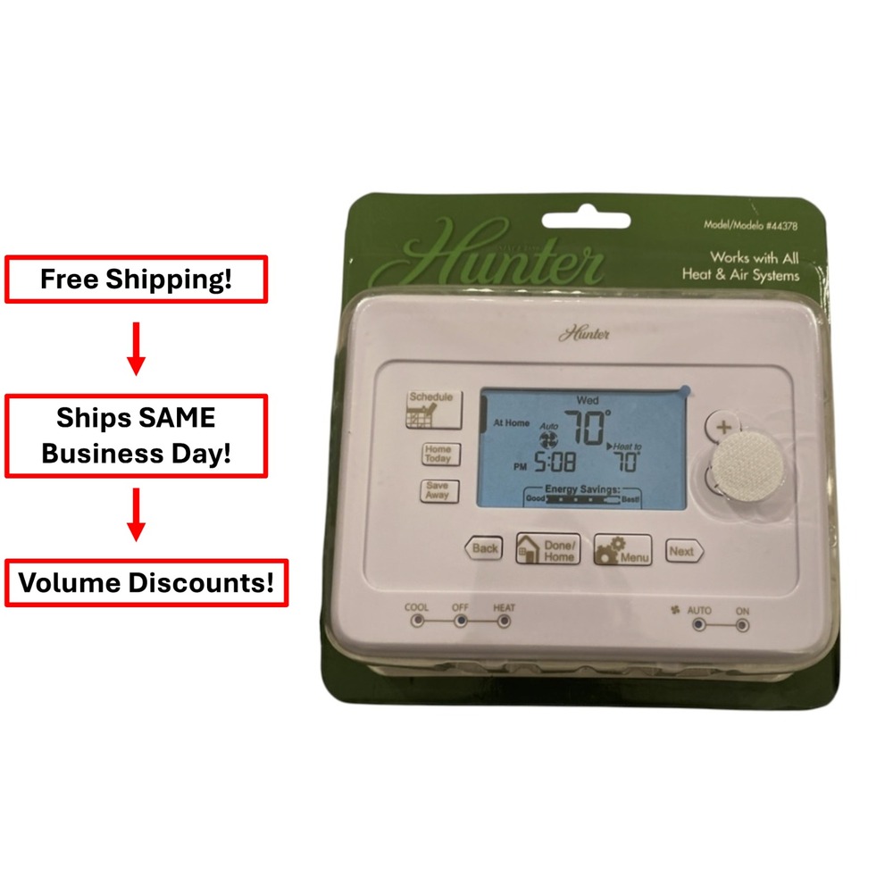Universal Thermostat Hunter Home 44378 Digital 7 Day Programmable White